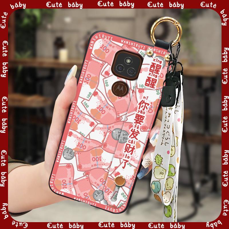 Capa De Telefone Antipoeira Durável Para MOTO E7 Plus Kickstand À Prova D'água De Choque Macia Pulseira Suporte Desenho