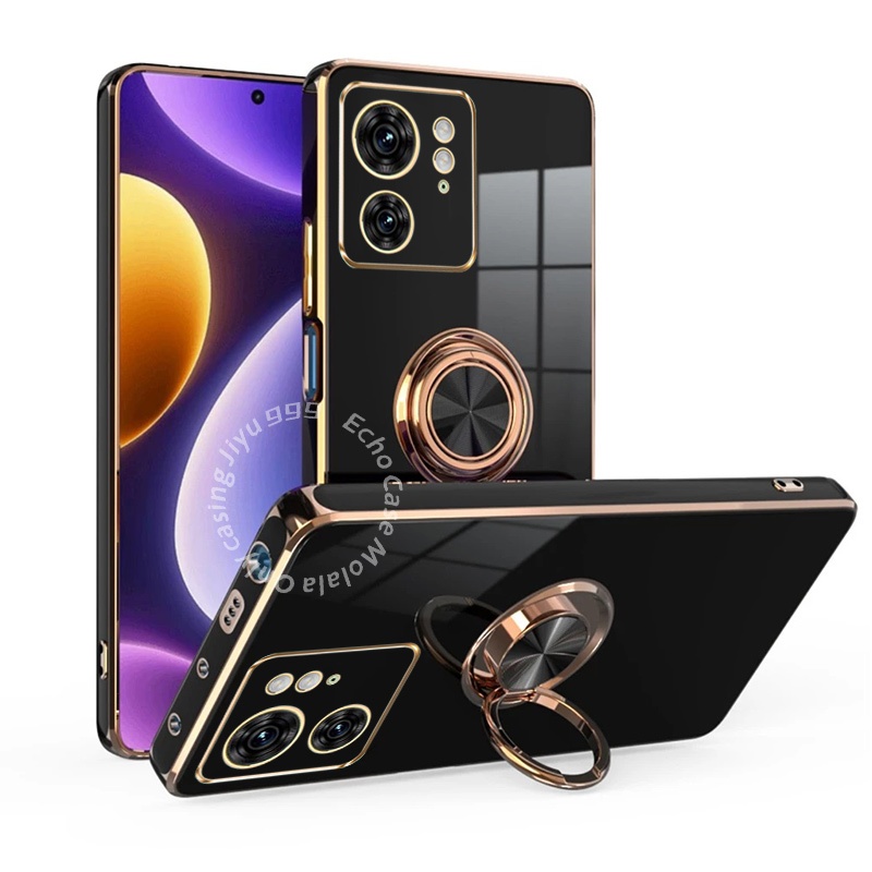 Capinha Motorola Moto Edge 40 Capa Macia Com Suporte Para Anéis De Dedo De Silicone À Prova De Choque