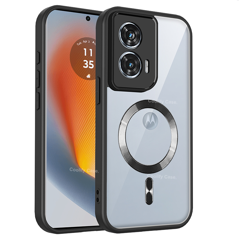 Invólucro Transparente Para Motrola moto G35 G85 5G Anel Magnético Lente Protetora Acrílico Duro Caso De Telefone PC