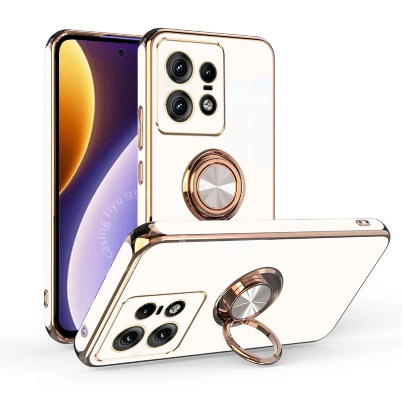 Caixa Para Telefone Motorola Edge 50 Pro 5G Capa De Silicone Macia Com Suporte De Anel De Dedo À Prova De Choque