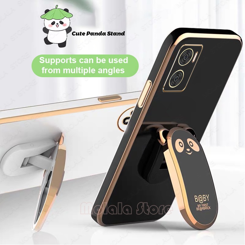 Invólucro Para Motorola Moto E22 E22i Capa Macia Com Urso Fofo Suporte Dobrável De Telefone À Prova De Choque