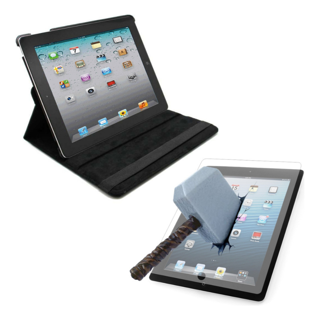 Capa Giratória 360 + Película Vidro para Tablet iPad 4 de 9.7 Polegadas Modelos A1458 A1459 A1460