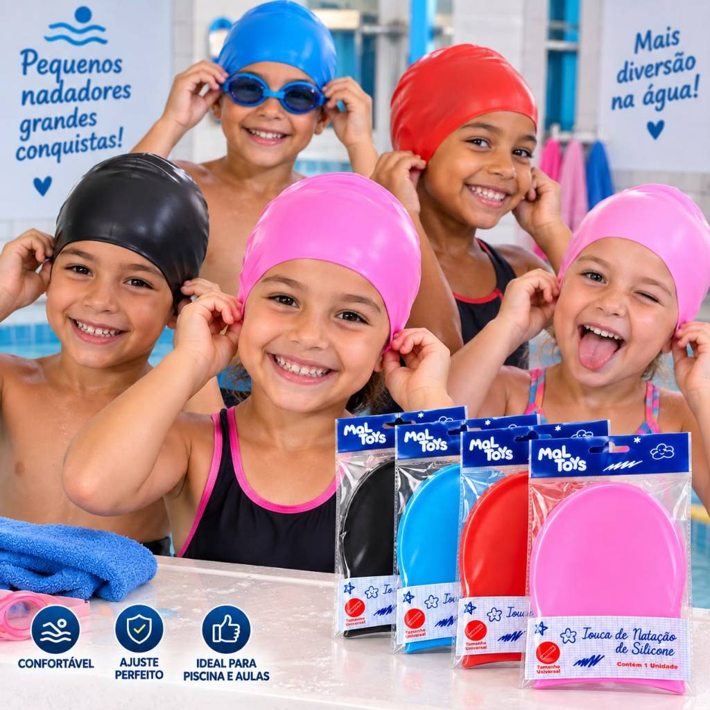 Touca de Natação de Silicone – Tamanho Universal