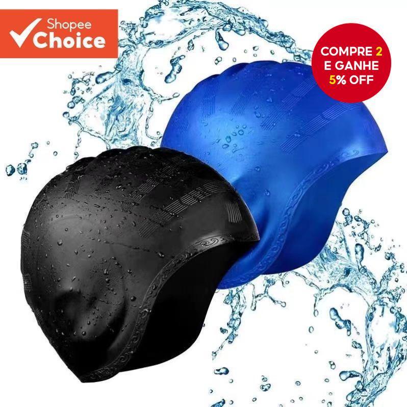 Touca De Natação De Silicone Com Proteção De Ouvido , Design Unissex À Prova D'água E Confortável