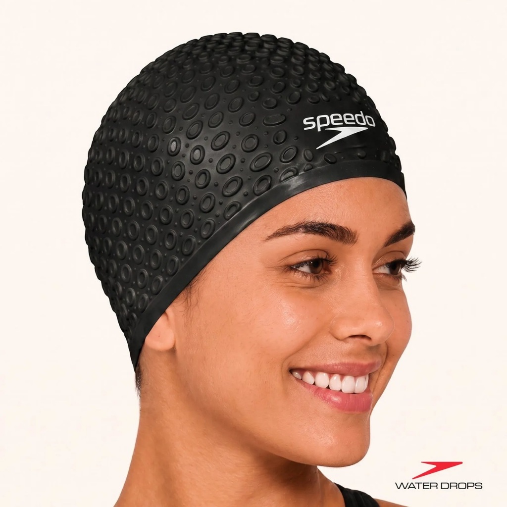 Touca Natação Speedo Water Drops Cabelos Volumosos Silicone
