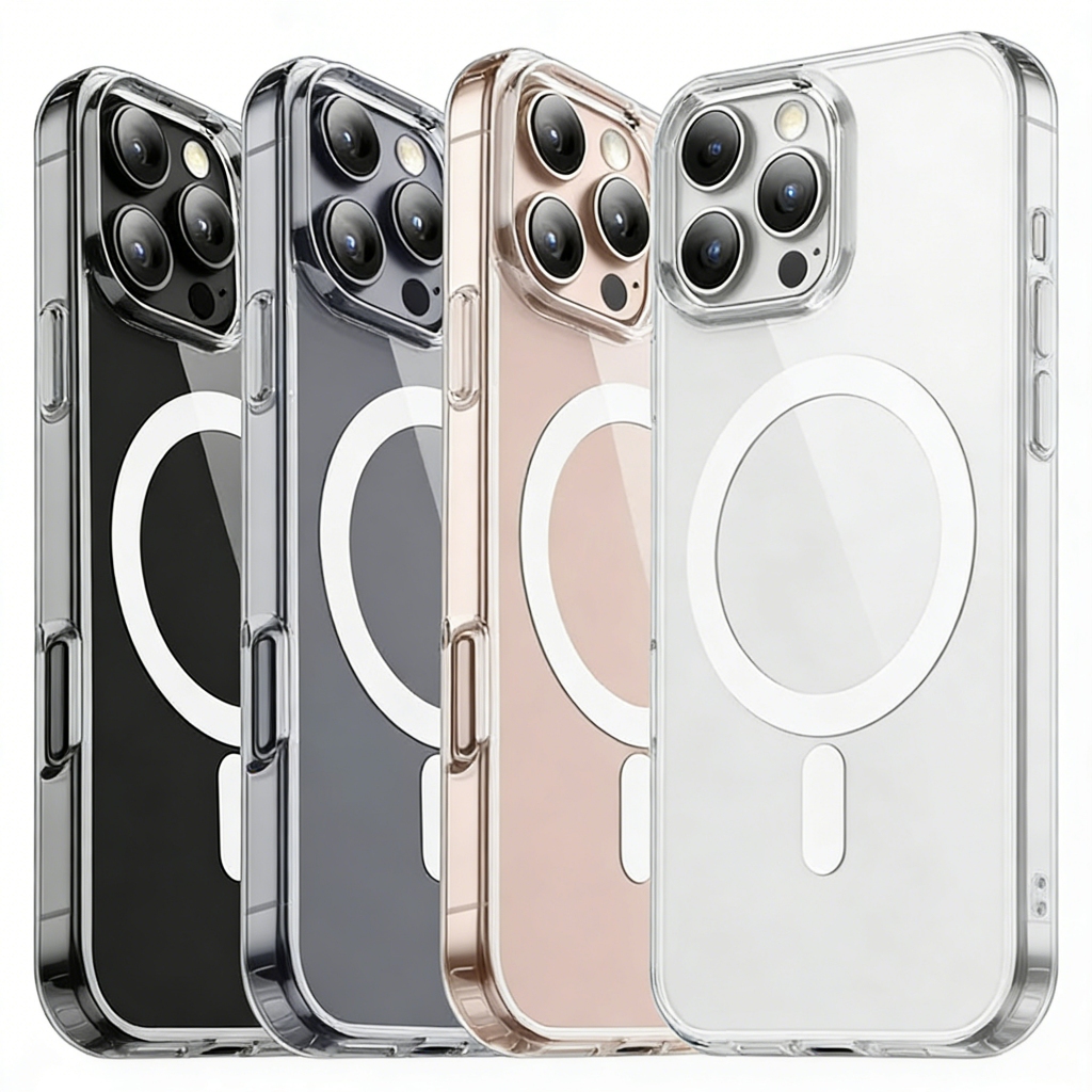 Forte Magnético Claro Transparente Caso Para iPhone 11-18 Pro Max Plus Ar Híbrido Duro PC Silicone À Prova De Choque Cap