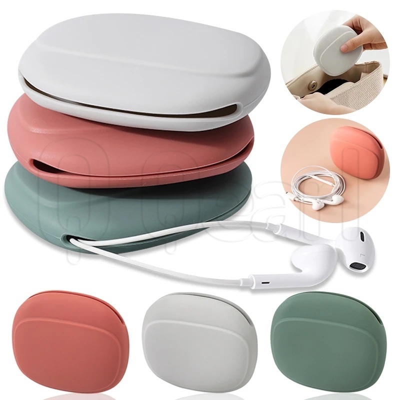 Bolsa Aberta/Cabo De Silicone Oval Portátil Para Fone De Ouvido/Acessórios De Viagem Casa À Prova D'água/Mini Cute Coins Open Purse Organizer Carregador Bluetooth U-Disk Estojo De Armazenamento Anti-Gotas