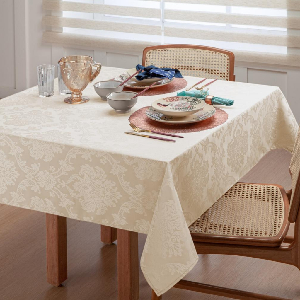 Toalha de Mesa Palha Jacquard 4 Lugares Tecido Grosso e Durável para Decoração