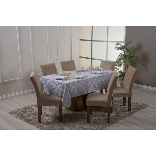Toalha De Mesa Jacquard 4,00m X 1,35m Para 8 Lugares Tecido Luxo Resistente Lavável Cozinha Jantar