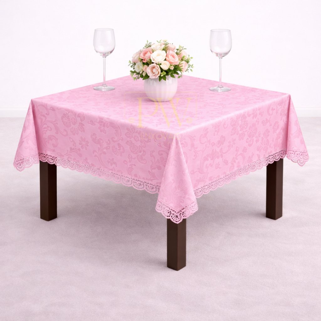 Toalha de Mesa Quadrada em Jacquard 4 Lugares Tecido Luxo Original Sala Decoração Festa