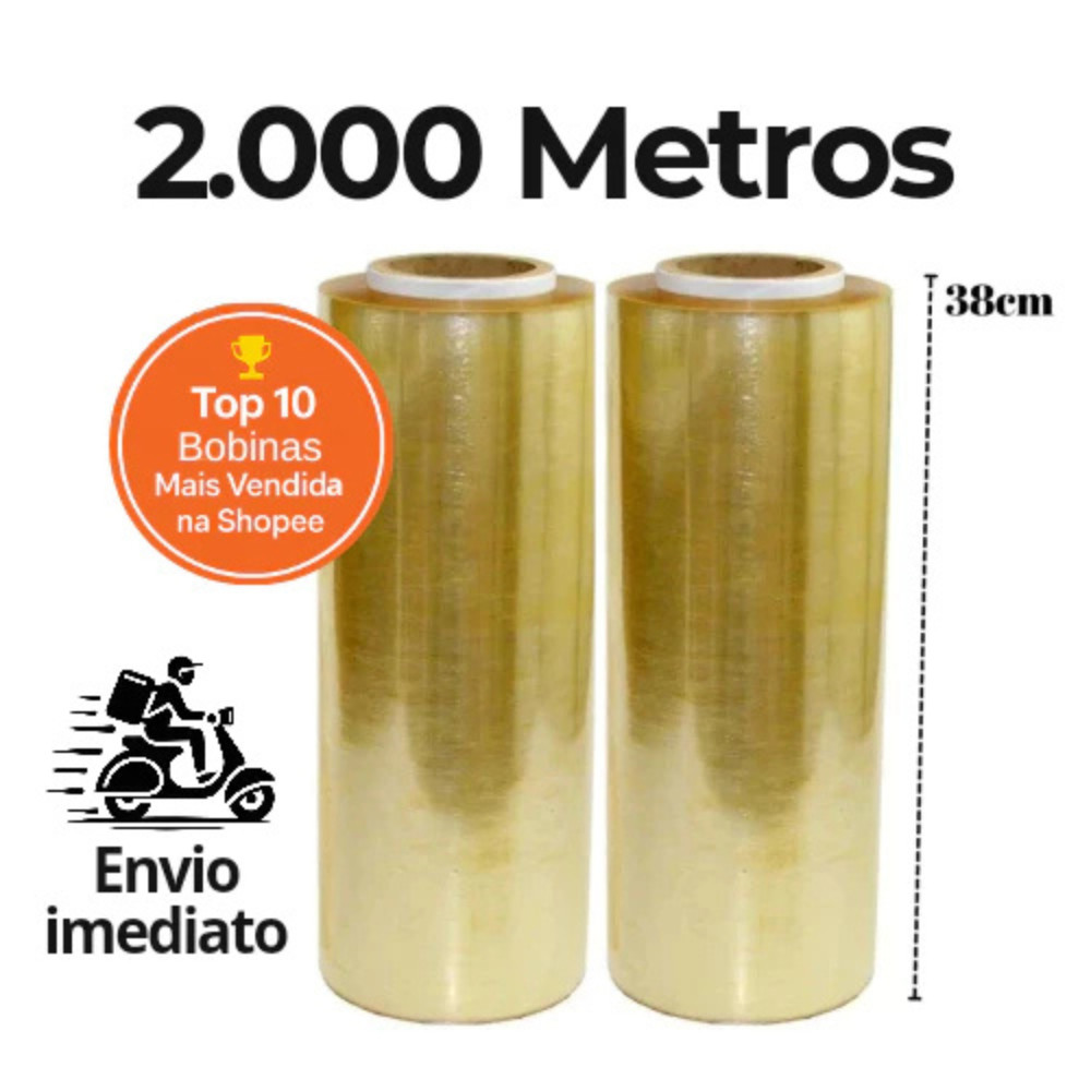 Kit 2 Rolos Bobina Plastico Filme Pvc Esticavel Resistente 38cm X 1000m - 1.000m (1 uni)