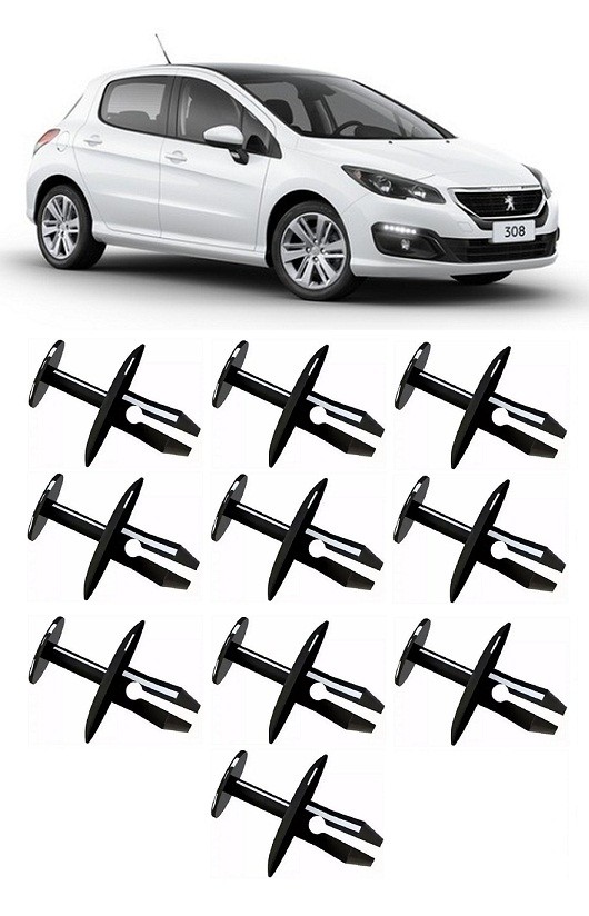 Kit 10 Grampo Presilha Parabarro Peugeot 308 2011 2012 2013 2014 2015 2016 2017 2018 2019