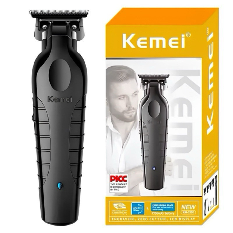 KEMEI Professional Hair Trimmer Barbeador Eletrico Sem Fio Finish Cutting Machine Zero Gapped Thin Blades KM-2299