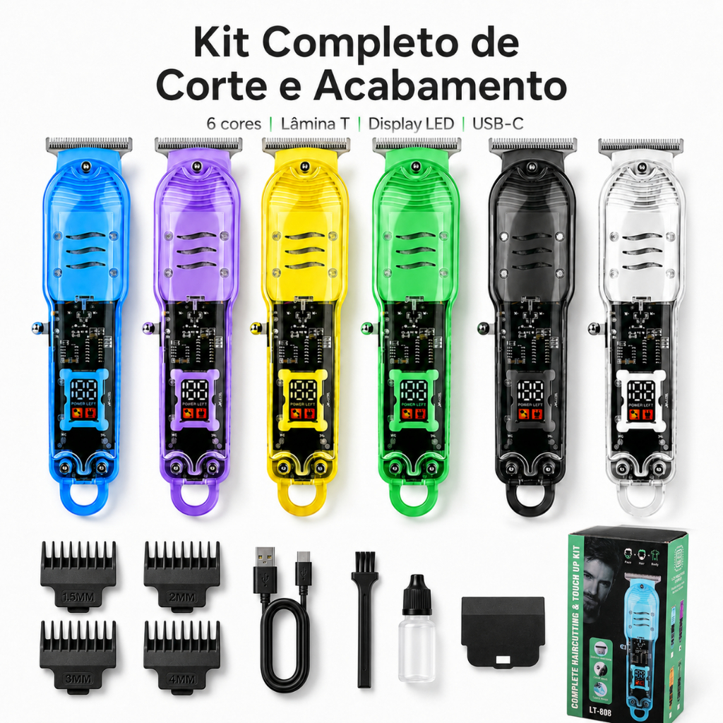 Professional Smart Lcd Hair Clipper Transparent Cordless Electric Shaver for Men