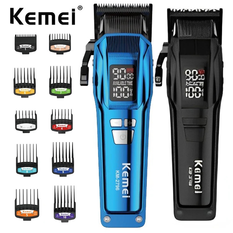 Cortador De Cabelo Kemei 2796 Barber Hair Clipper Professional 9000 RPM Motor Brushless Fade Haircut Máquina De Corte Elétrico Para Homens