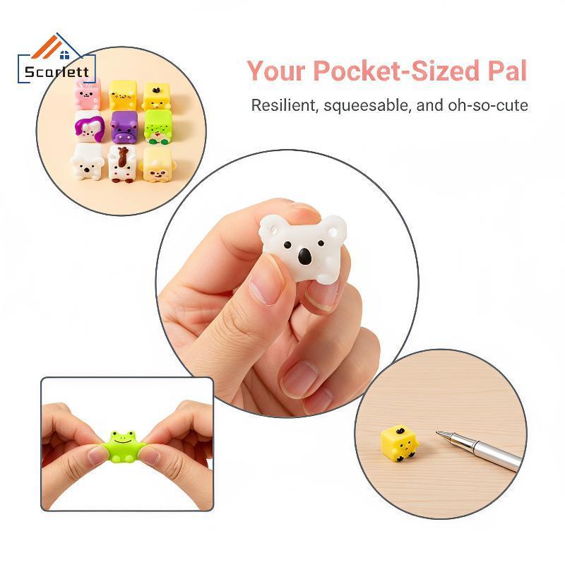 [Scarlett] 5 Unidades Kawaii Mochi Animal Squeeze Toys Mini Square Soft Fidget Gadgets Para Alívio Do Estresse Prêmios E