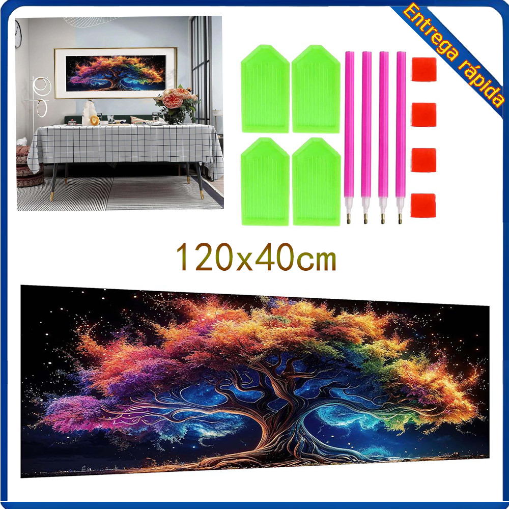 Kit de ferramentas de pintura diamante DIY (Phantom Color Tree World) 120x40cm diamante redondo adequado para decoração