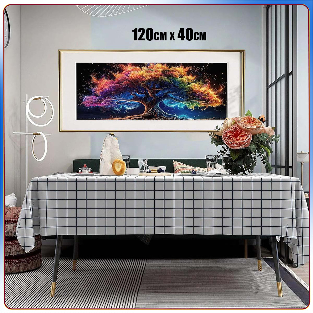 Conjunto de pintura artística com diamante redondo 5D 120x40cm Phantom Color Tree World Pintura diamante artesanal