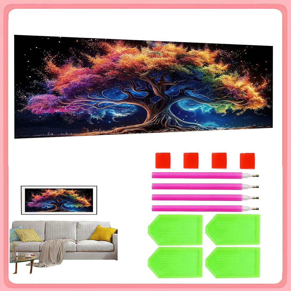 Kit de ferramentas de pintura diamante DIY (Phantom Color Tree World) 120x40cm diamante redondo adequado para decoração