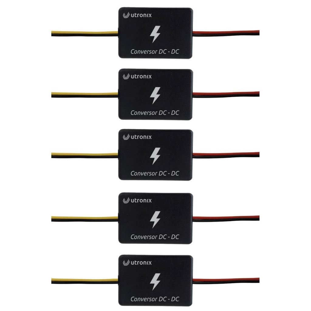 Kit 5 x Conversor de tensão de 24V para 12V 2A universal entrada 24V saida 12V 2A pico