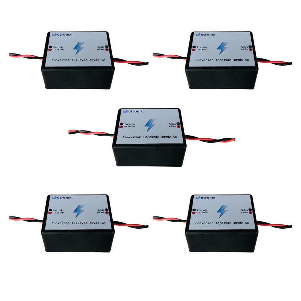 Kit 5 x Conversor de tensão 12V e 24V para 48V 5A universal