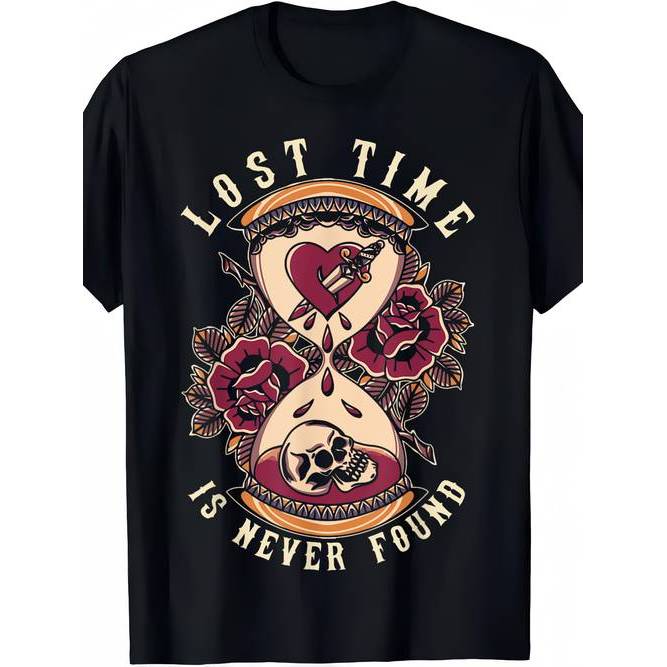 Music.Soul Camiseta Unissex Vintage Hourglass Tatuagem Estampa Old School Confortável Atemporal Estilosa Casual