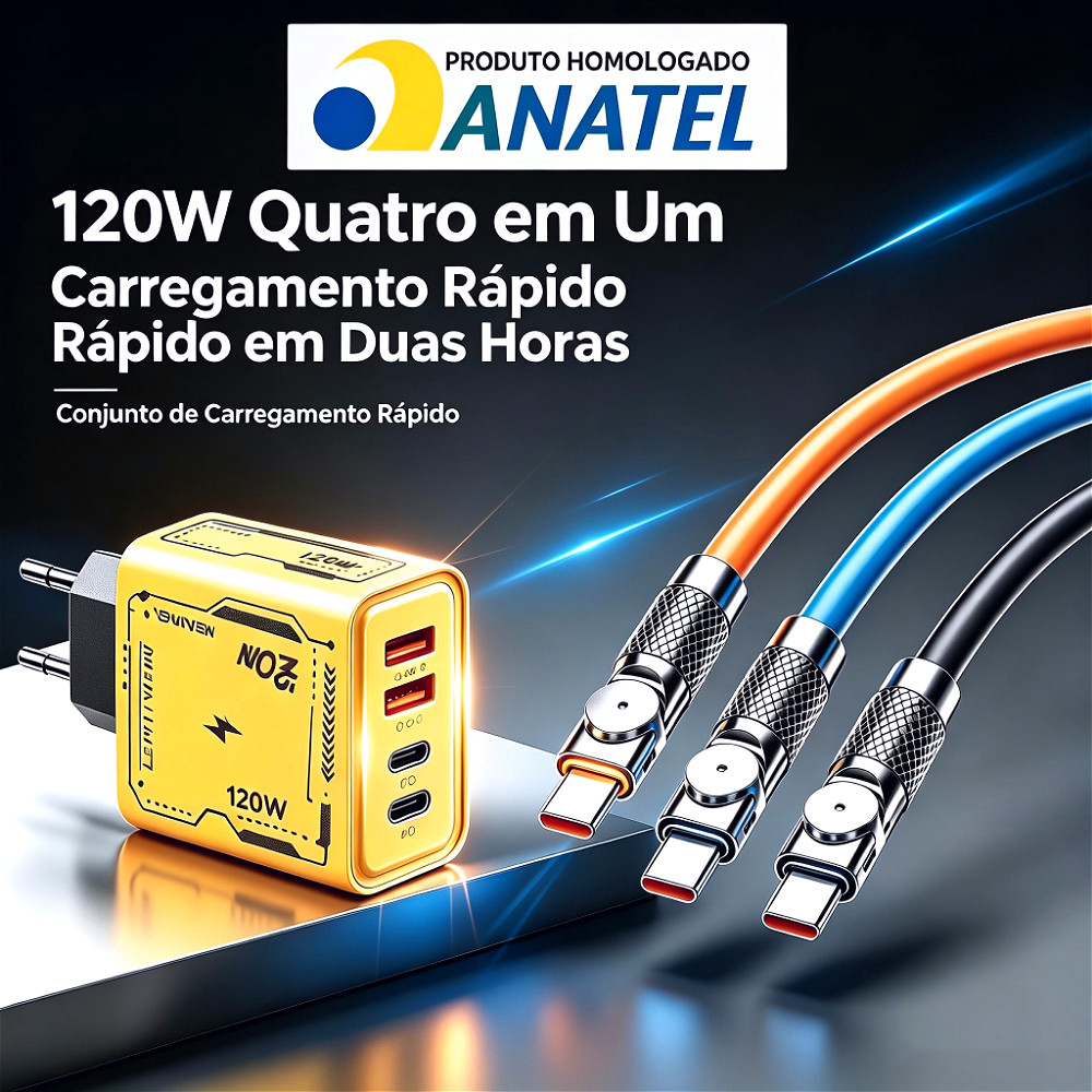 Carregador Rápido De 120 W Compatível Com Xiaomi Motorola Samsung Turbo Power X7 Pro Mi9 Redmi Type-C 13C POCO