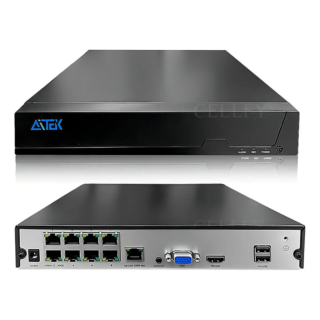 NVR POE 8 Canais 4K 48V ONVIF H.265+ Gravador IP Rede App XMEye SIGMA-N208P Aitek