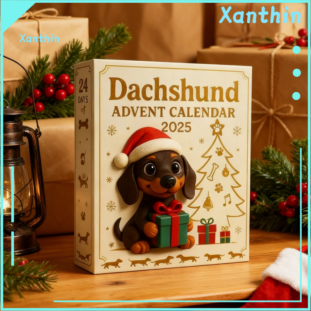 Dachshund Christmas Ornament Cheerful Decor 2025 Advent Calendar 24 Days Countdown with 3d Acrylic Ornaments Tree Decora