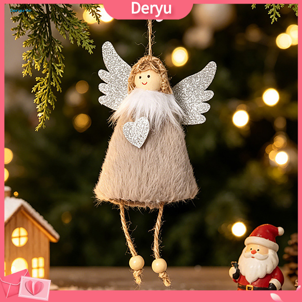 Decorative Ornaments for Windows Christmas Tree Hanging Ornament Heart Angel Plush Girl Pendant Soft Stuffed Xmas Decora