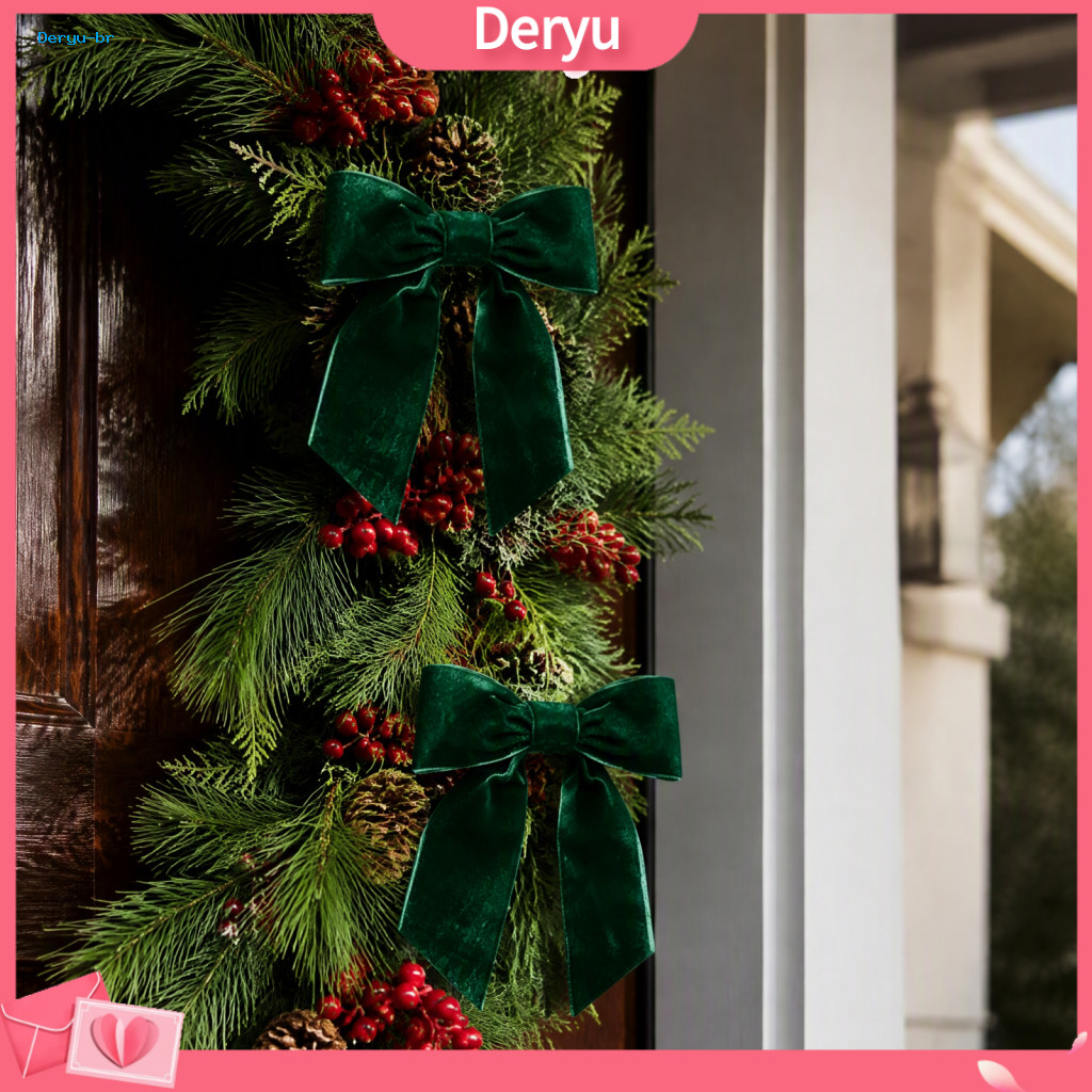 Christmas Floral Supplies 2pcs Velvet Bows – Festive Wall Decor for Tree Topper Wedding Backdrop Bridal Shower Birthda