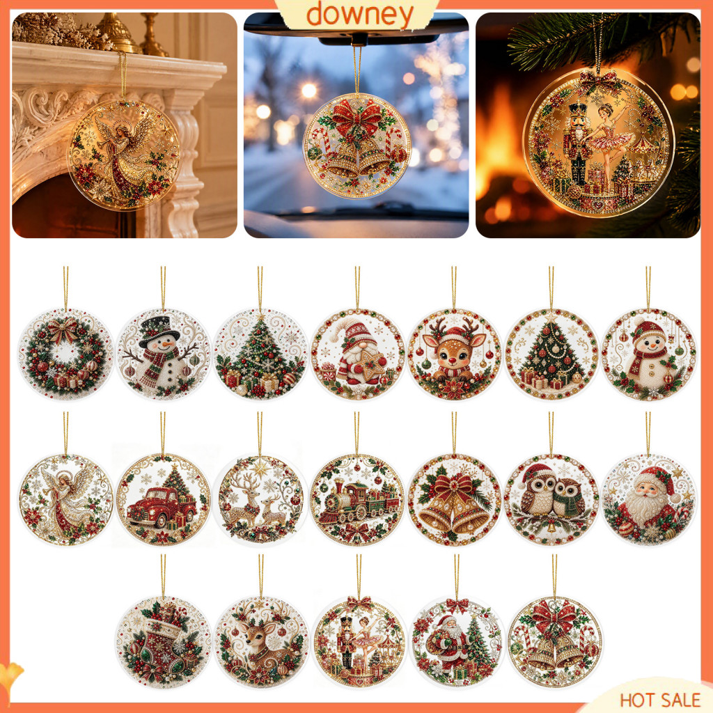 Christmas Acrylic Hanging Ornament Double-sided Santa Snowman Pendant 2d Flat Festive Holiday Decor for Tree and Window