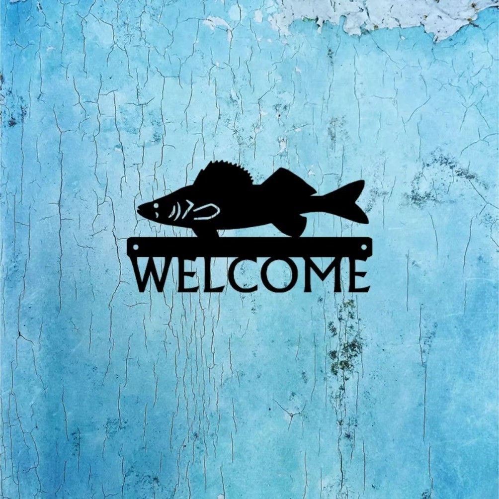 Oláyoung Walleye Fish Metal Wall Art Cabide Para Decoração De Casa Interna E Externa