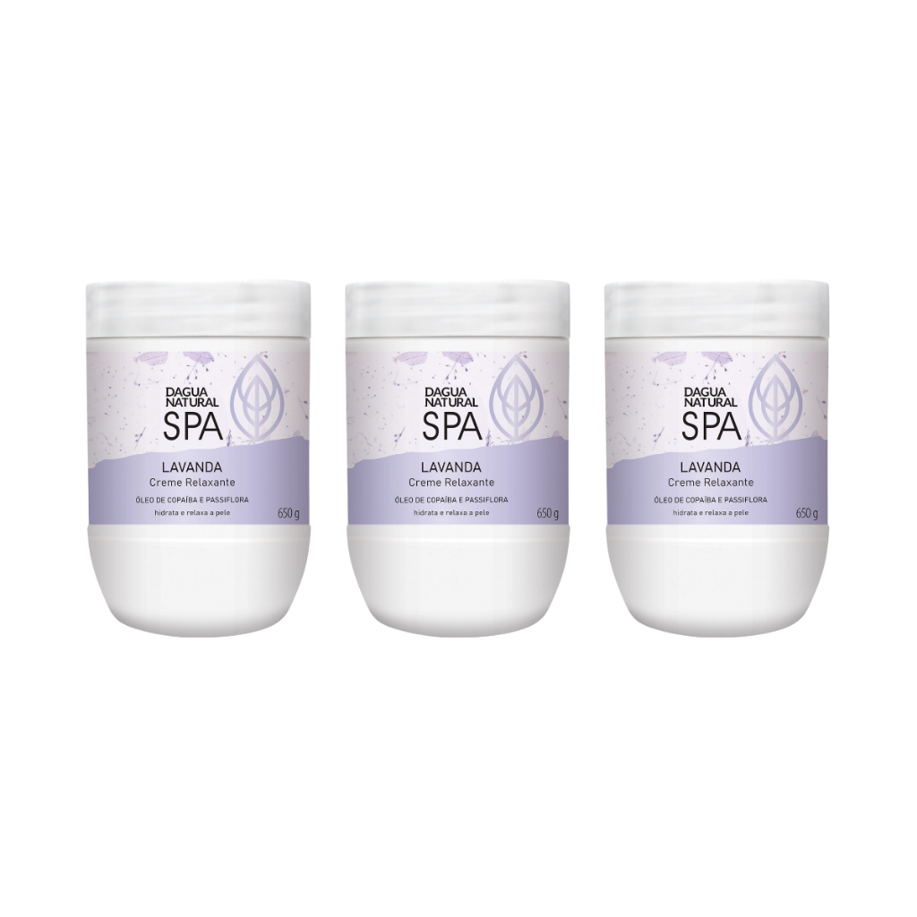 Kit 03 Creme Massagem Relaxante SPA Lavanda Dagua Natural 650g Cada