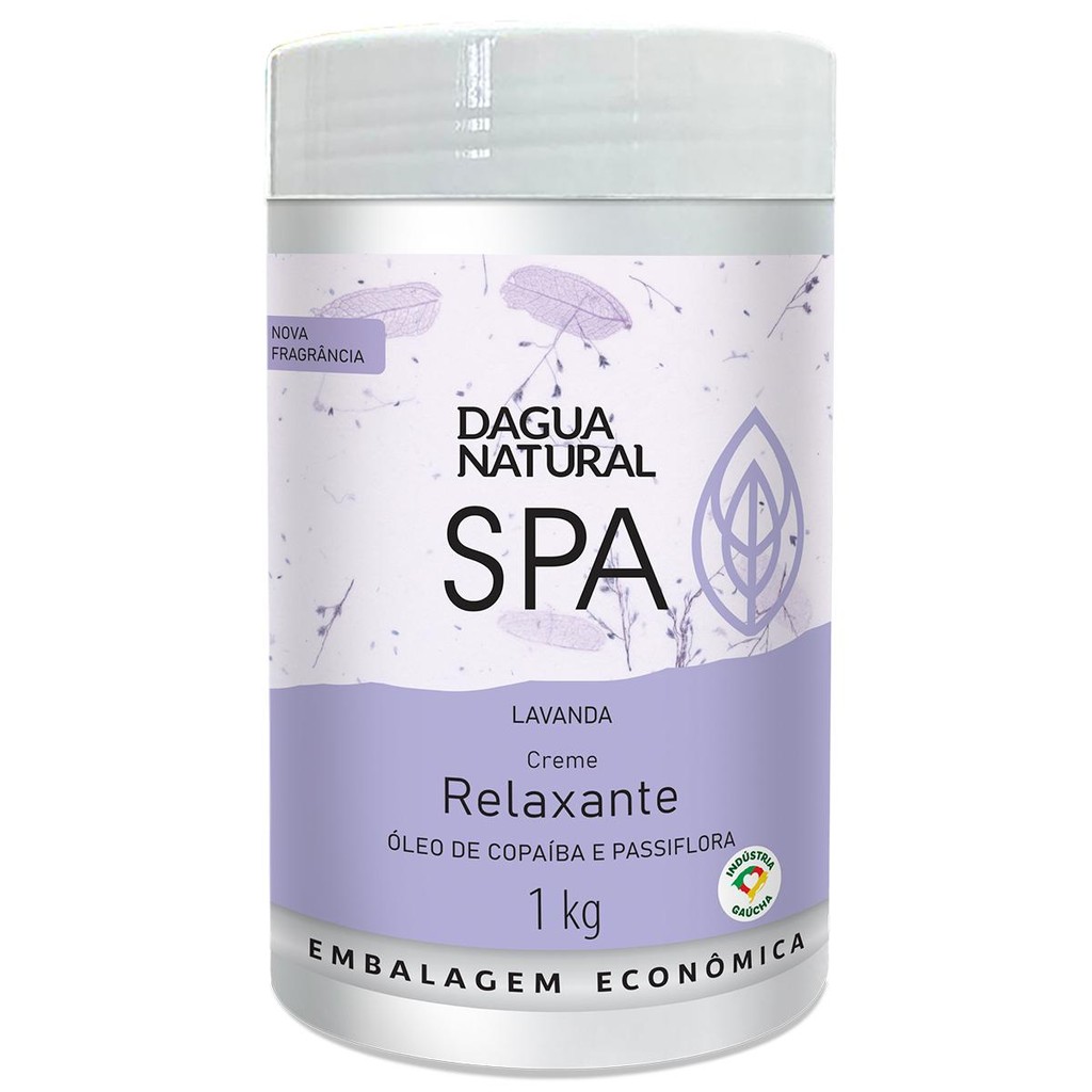 Pote Creme Relaxante Dagua Natural Spa Lavanda 1kg Óleo Copaíba e Passiflora Hidrata e Relaxa a Pele