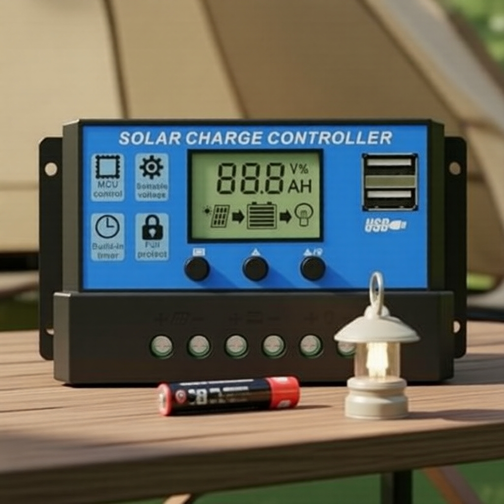 Controlador de Carga Solar 20A 30A 60A 12V 24V, Display LCD, Plugue Inteligente WiFi Tuya, Ajustável, Terminais