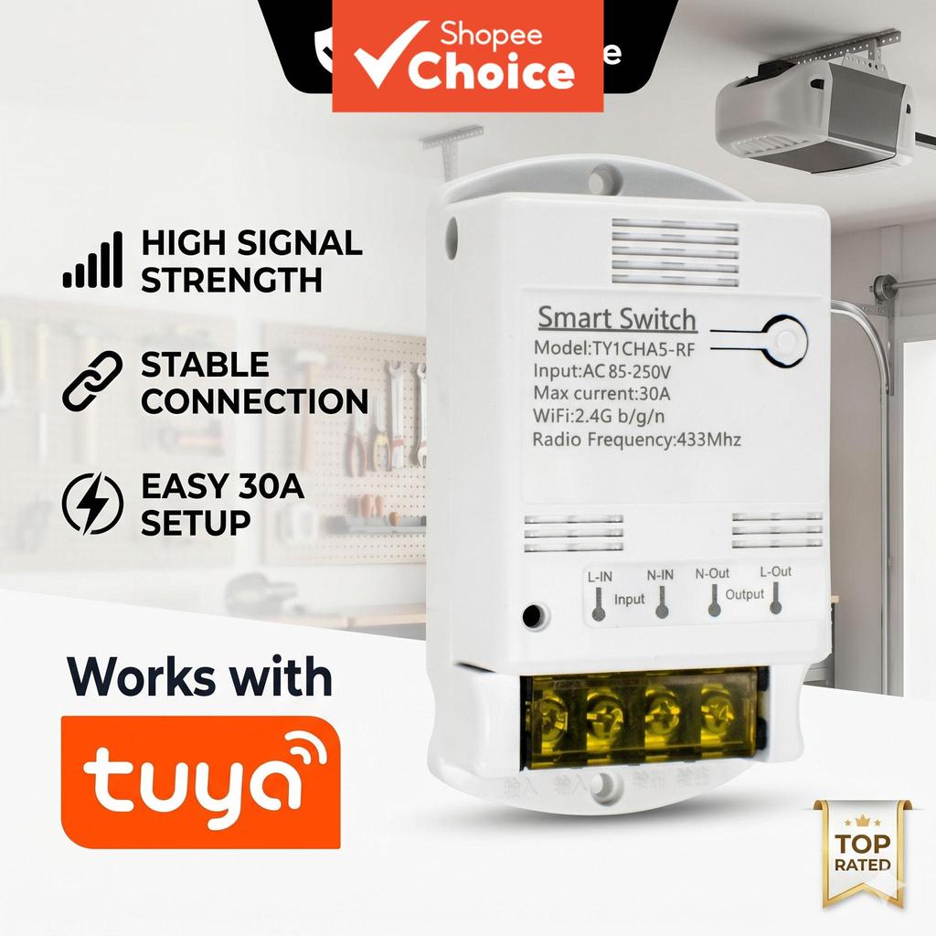 Para Módulo Interruptor Wifi Tuya 30A, Controlador de Relé Sem Fio AC 85-250V 220V 110V DC 12V 24V, APP Smart Life,