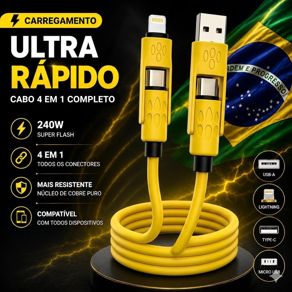 240W Fast Charging 4 In 1 LED Typec Magnetic Flash Data Cable Rainbow Light com efeito perfumado