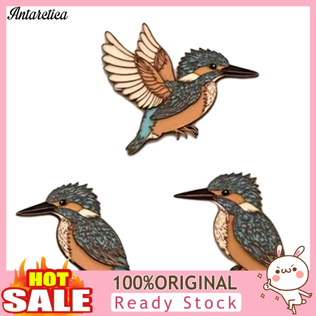 Non-damaging Wall Decal 2d Lithographic Art 3pcs Kingfisher Flying Bird Stickers Waterproof Flat Decals for Room Bedroom