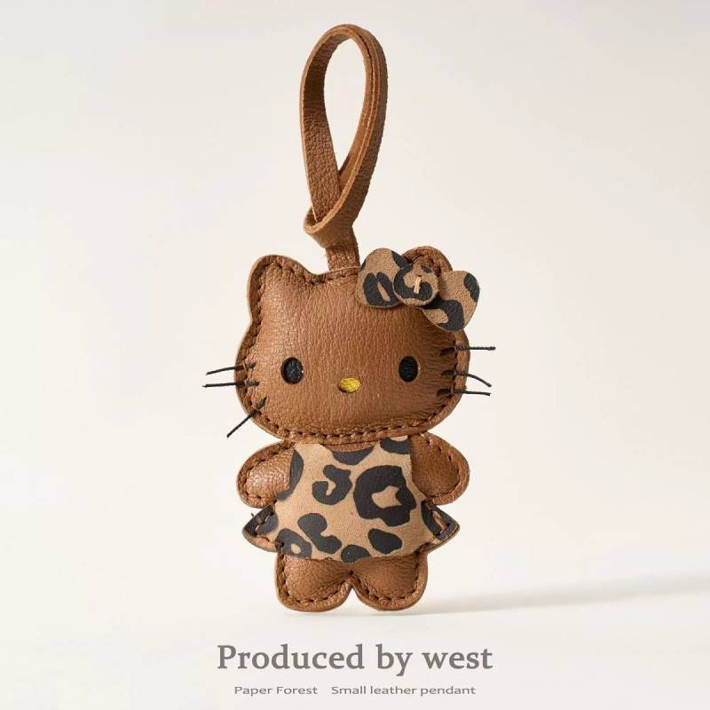 Black Leather Leopard Skin Small Pendant Lovely Bag Hanging Decoration Doll Doll Hello Kitty Handbag Pendant KWDP