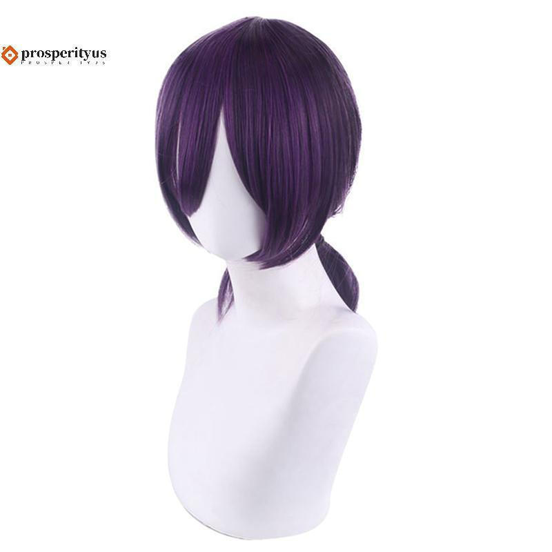 [PPTS] Peruca de Cosplay Reze de Chainsaw Man, Peruca de Cabelo Sintético com Rabo de Cavalo Roxo, Perucas para Role Pla