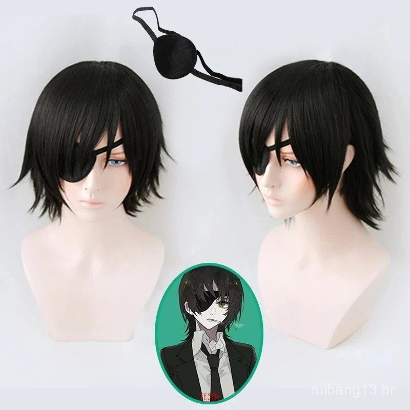 Nova peruca de cosplay de Chainsaw Man, Himeko-senpai, cosplay do anime Chainsaw Man, peruca preta com pontas levantadas