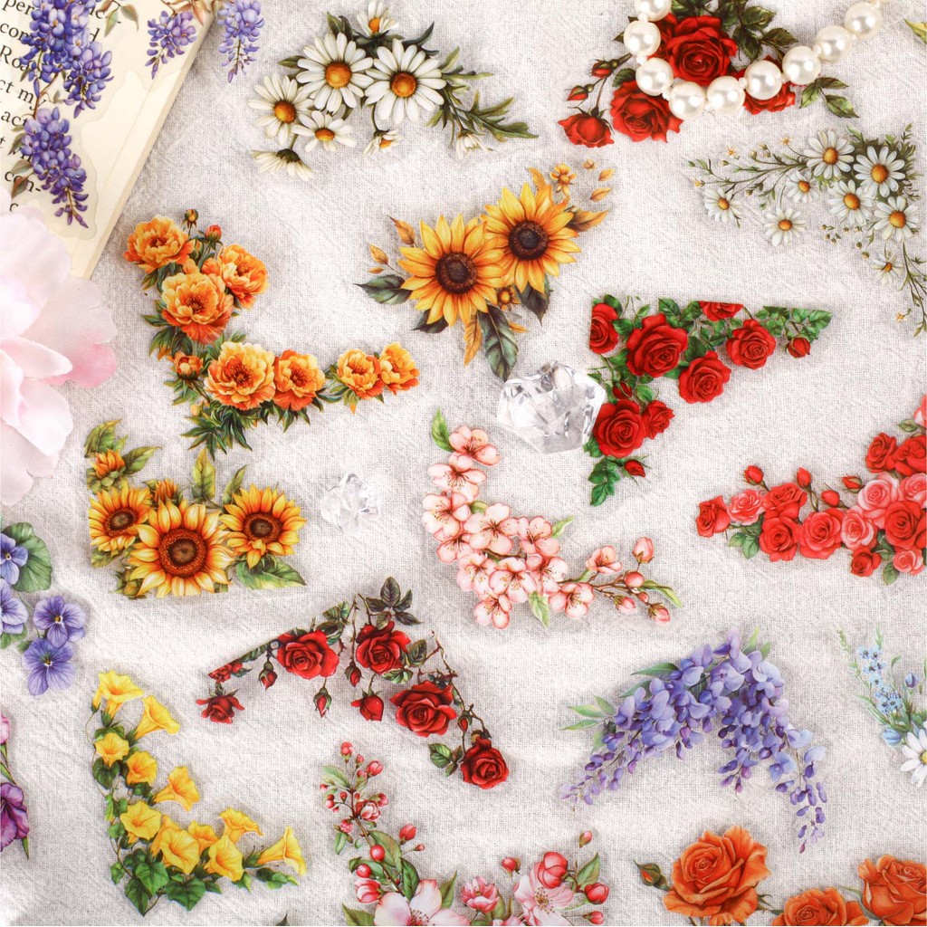 Journamm 20 Peças Adesivos De Canto Florais Pré-Cortados Material Para Animais De Estimação Diário Scrapbook Suprimentos