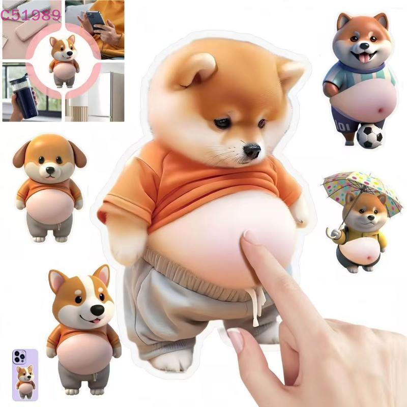 [kaan] Bonito 3D Barriga Macia Cachorro Gato Stiers Macio PVC Estilo Animal Decoração De Telefone Móvel Para Material Es