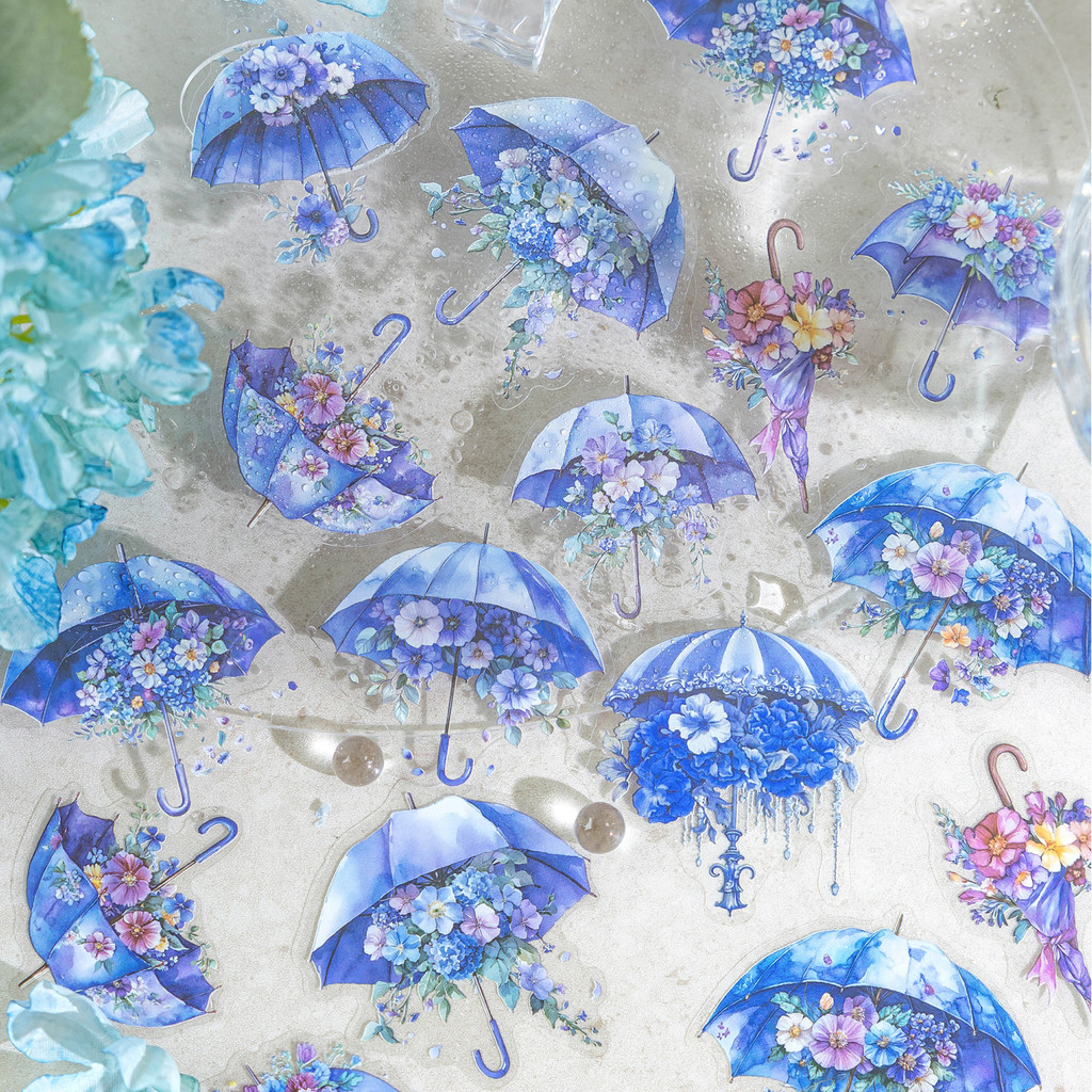 Journamm 20 Peças Adesivos De Diário De Guarda-Chuva Floral Material Para Animais De Estimação Suprimentos Scrapbooking