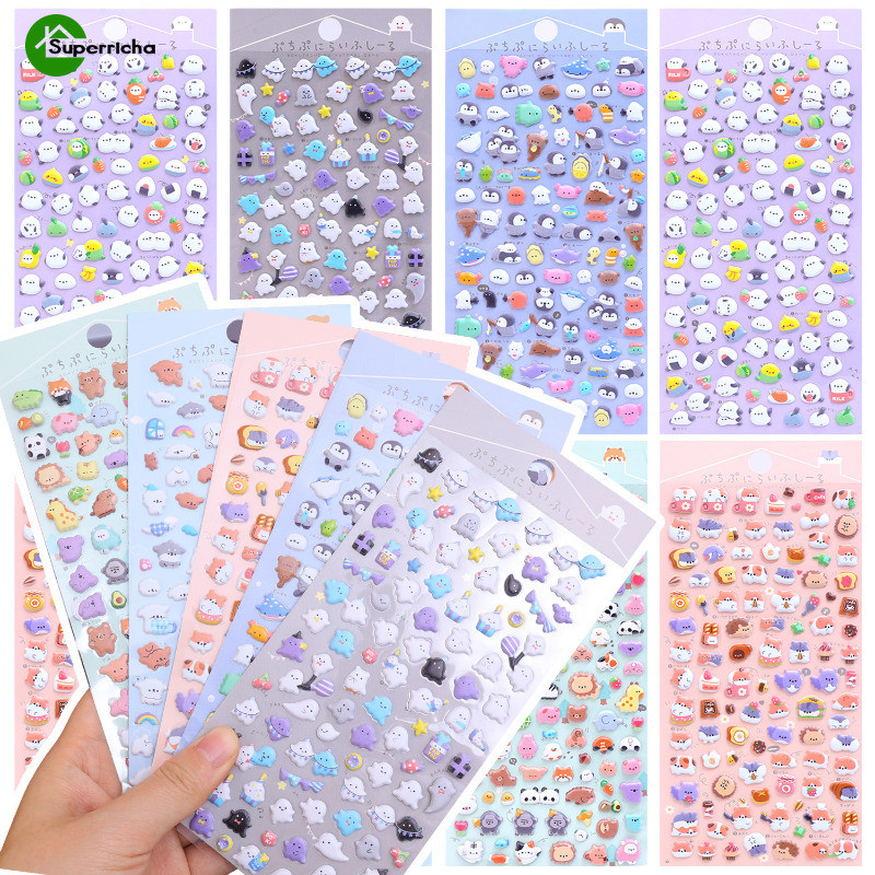 1/6pcs Adesivos De Bolha 3d-Fofos , Desenhos Animados , Mini-Autoadesivos De Animais-Materiais De Arte-Para Scrapbooking