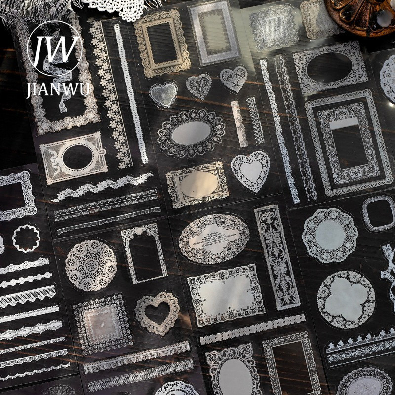 JIANWU Etiqueta De Borda Oca De Renda Vintage , Material De Paisagem , Colagem , Scrapbooking , Adesivo Para Animais De