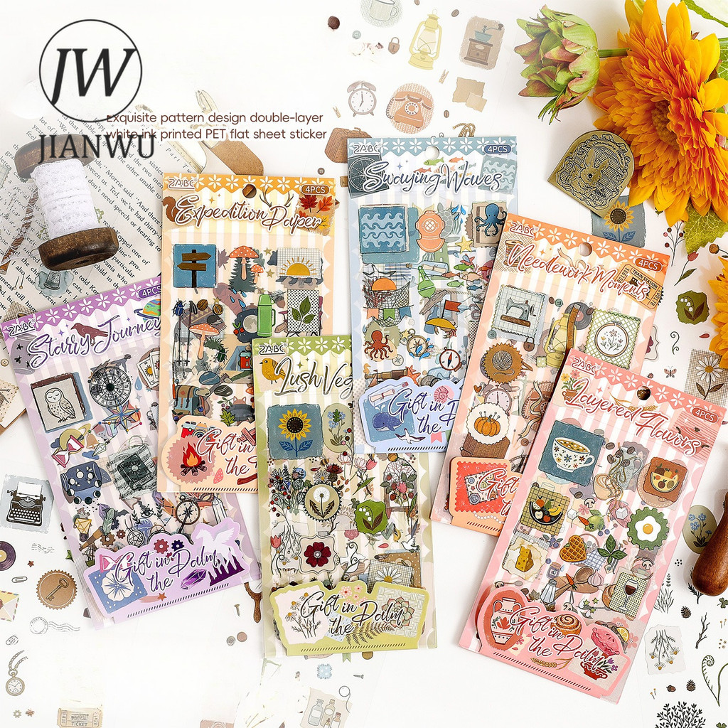 JIANWU Itens De Vida De Flores De Plantas Vintage Material De Paisagem Colagem Scrapbooking Adesivo Para Animais De Esti