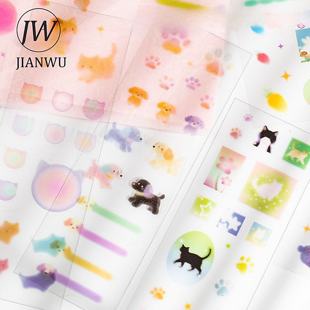 JIANWU Bonito Animais De Estimação Frutas Paisagem Material Colagem Scrapbooking PET Adesivo Livro Criativo DIY Diário P