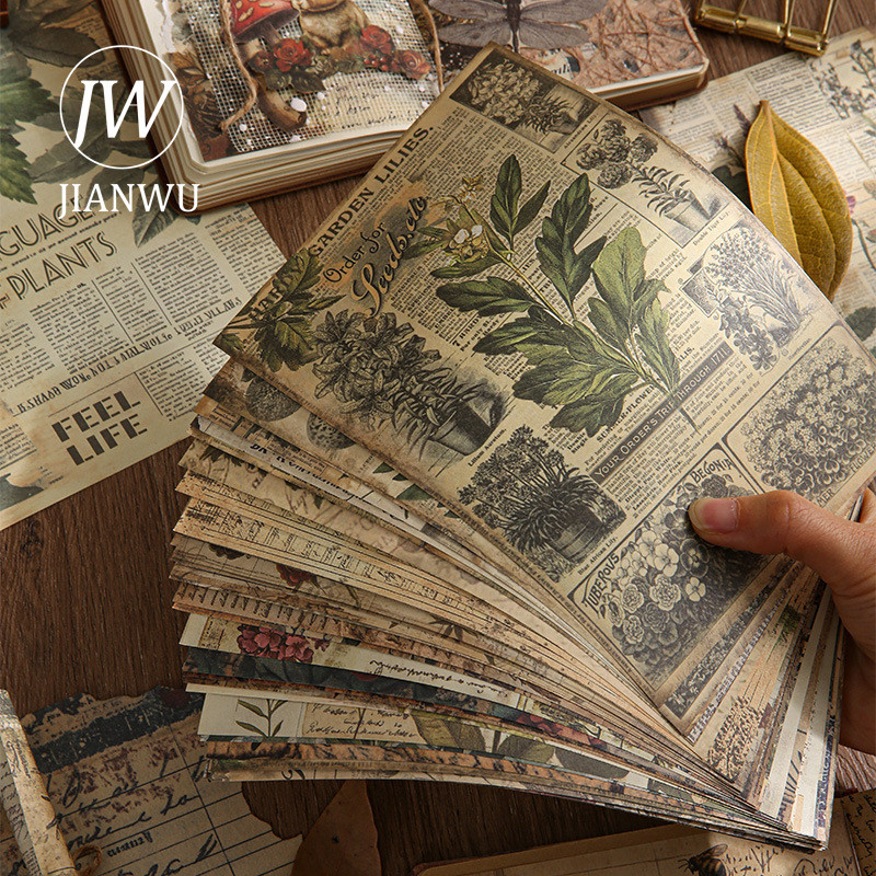 JIANWU Vintage Planta Flor Fruta Animal Paisagem Colagem Scrapbooking Material Papel Criativo DIY Junk Journal Papelaria